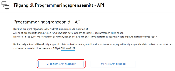 Bilde - Velg gi og fjerne API tilganger